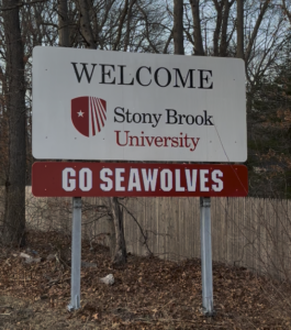 Stony Brook University welcome sign in Stony Brook NY