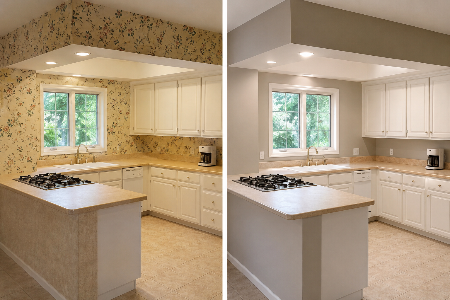 Kitchen before and after painting before selling